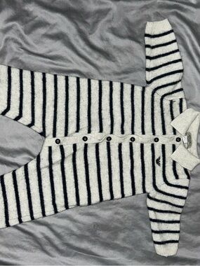 Giorgio Armani Baby Striped Knit Cardigan - Cream & Black 3-6 Mo